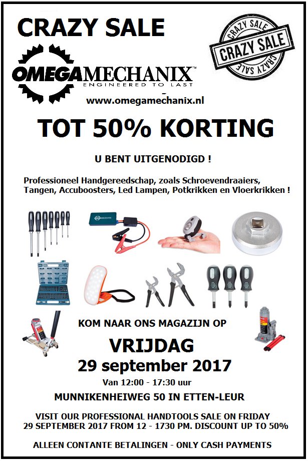 Omegamechanix (@omegamechanix) on Twitter photo Leuke kortingen op Professioneel Handgereedschap. Komt u ook naar ons magazijn op vrijdag 29 september van 12:00 - 17:30 uur? <a href="/omegamechanix/">Omegamechanix</a> Leuke kortingen op Professioneel Handgereedschap. Komt u ook naar ons magazijn op vrijdag 29 september van 12:00 - 17:30 uur? <a href="/omegamechanix/">Omegamechanix</a>
