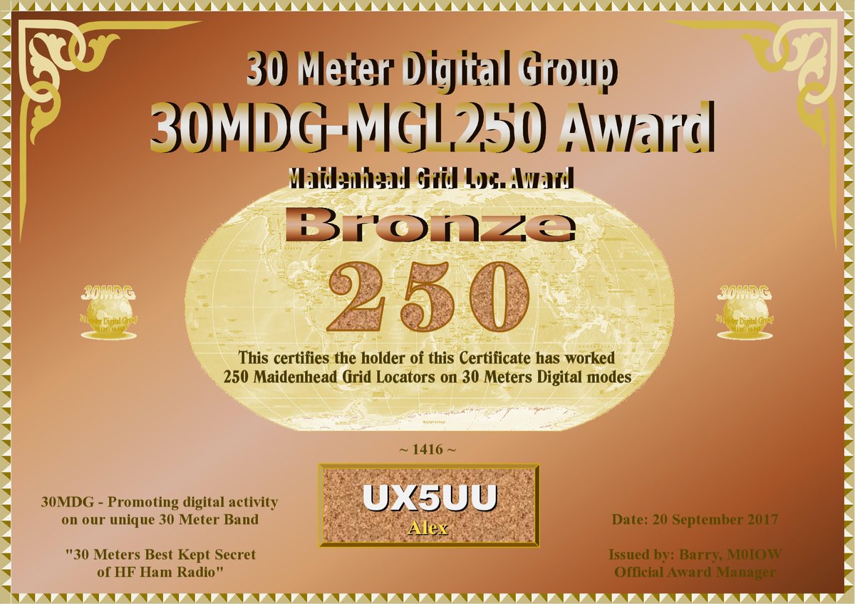 30 Meter Digital Group Award - MGL-250 #UX5UU