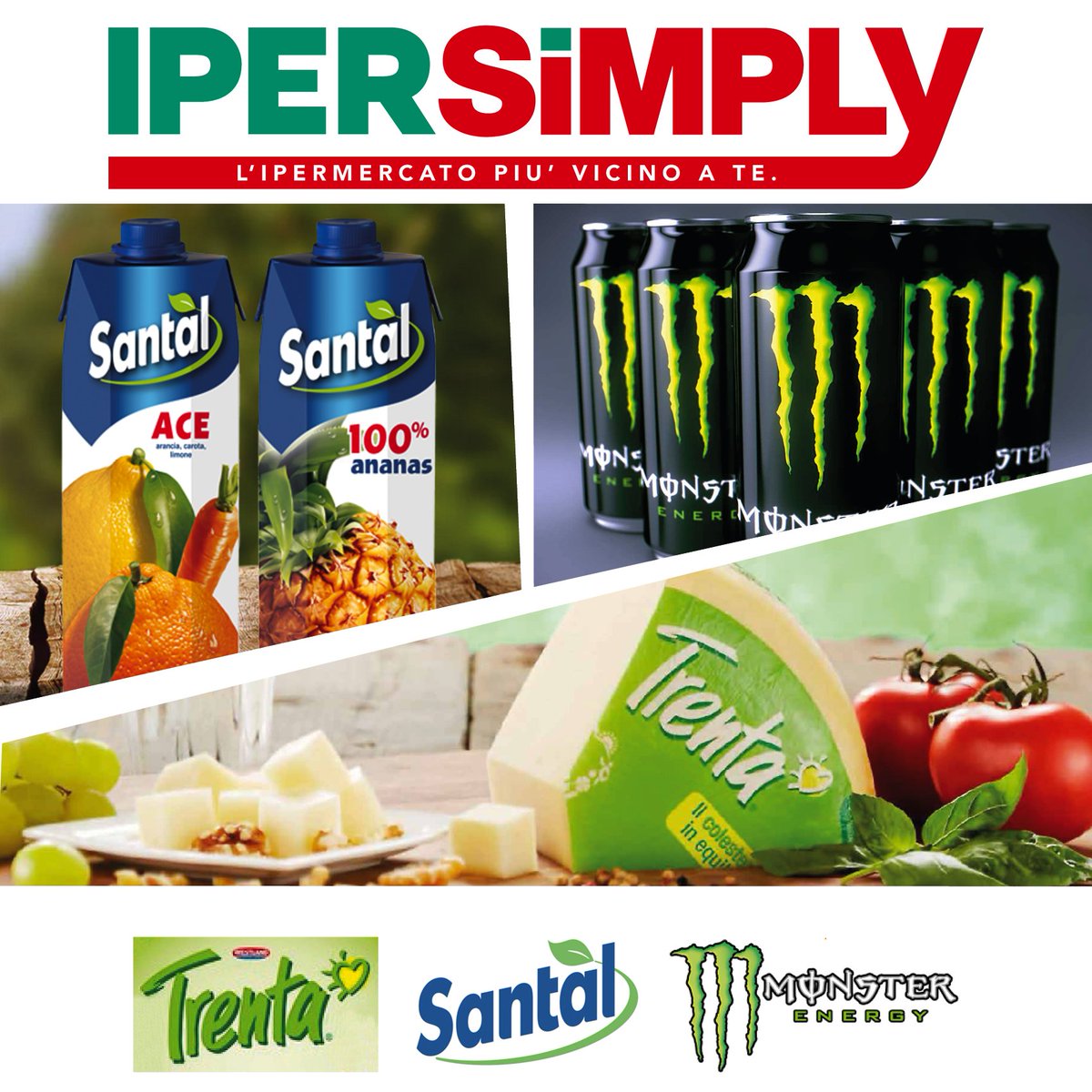 auchancampania's tweet photo. Vi aspettiamo oggi e domani da IperSimply @lamasseriacc con le attività di degustazione succhi #Santal, @MonsterEnergyIT Energy e #Trenta. https://t.co/xfmDNSsxSS