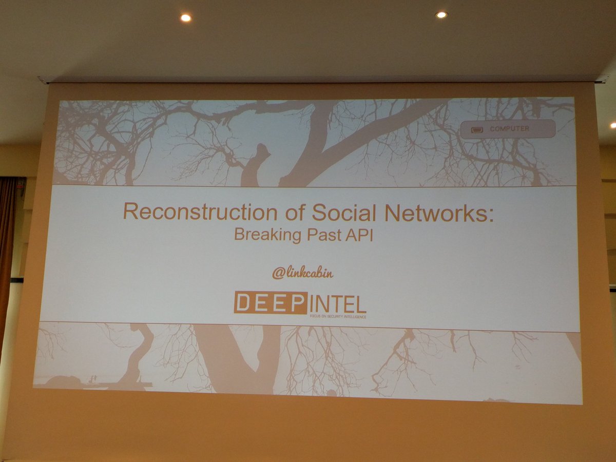 VAguileraDiaz's tweet photo. Now @linkcabin will speak about #SocialMedia and #OSINT #tools at #DeepINTEL #DeepSec #SOCMINT https://t.co/x2qvjUSdDP