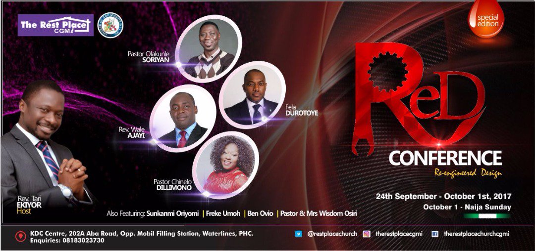 RestPlaceChurch's tweet photo. #SeptemberIsRed ReD (Re-engineered Design) Conference (Special Edition) is less than three days away. Are you ready for it? https://t.co/6p93NbCdyJ