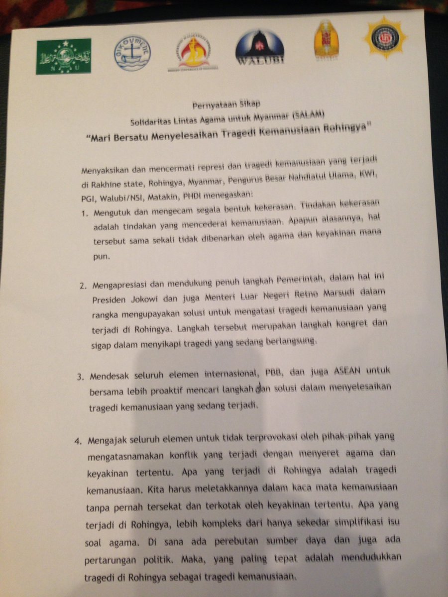 nahdlatululama's tweet image. Rilis Silaturrahmi Lintas Agama untun Myanmar (SALAM). Mari bersama menyelesaikan konflik kemanusiaan Myanmar.