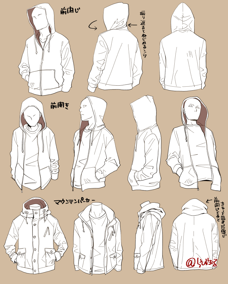 服の描き方 Twitter