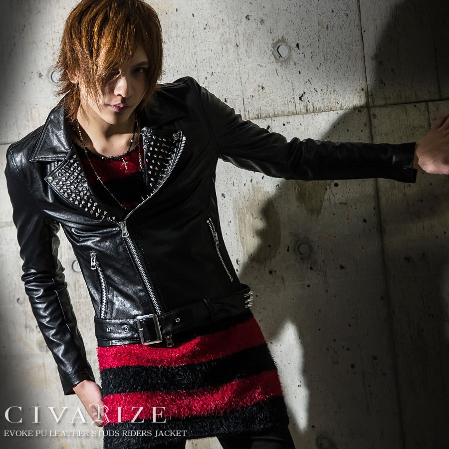 CIVARIZE シヴァーライズ クラッシュドデニム ライダースジャケット 44
