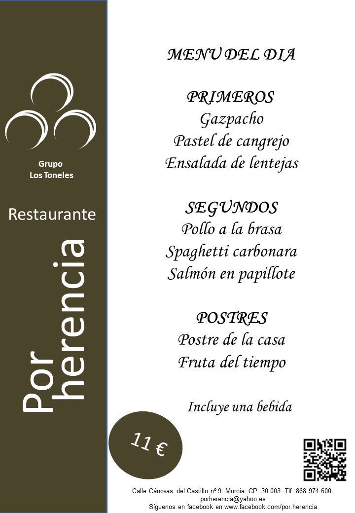 Nuestro menú para este viernes. Feliz finde!!! #menudeldiaporherencia
