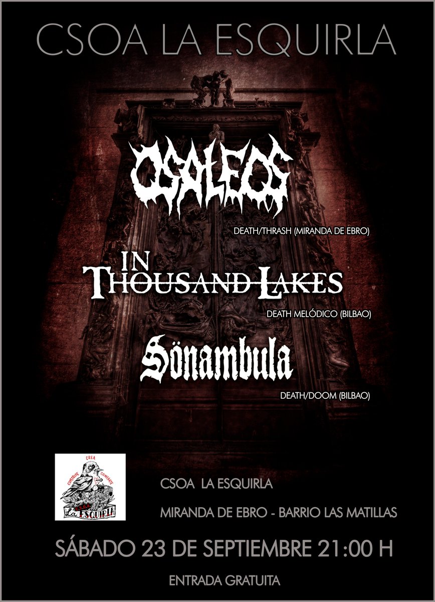 cimarockbooking's tweet photo. Mañana Metal y Plomo!!!
@INTHOUSANDLAKES https://t.co/rBJ3NojT9m