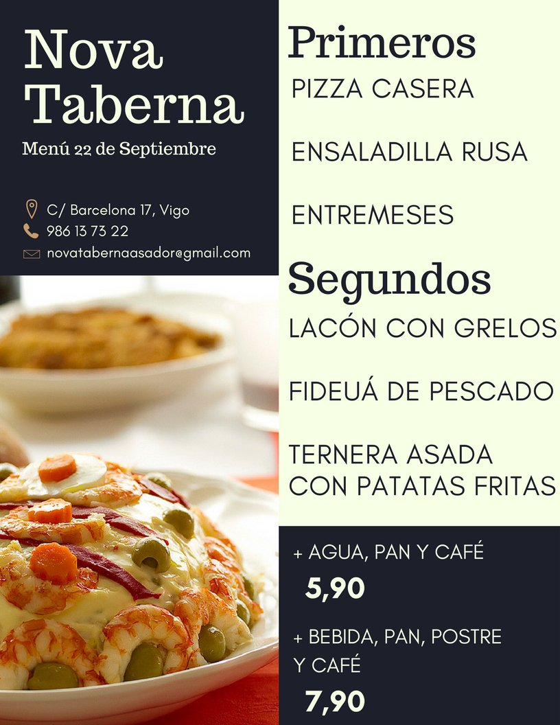 nova_taberna's tweet image. Menú 22 de Septiembre en @nova_taberna (C/Barcelona 17)
¡Que aproveche! 🍽️😋