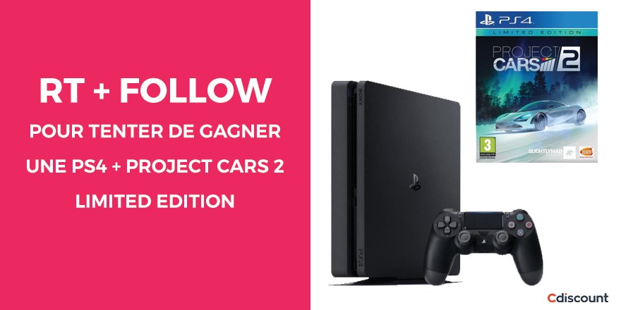 Cdiscount's tweet photo. 🎁 #Concours

#PS4 + Project Cars 2 Limited Edition > https://t.co/uhknDxjXsX

📅  Pour participer
RT + Follow @Cdiscount

📢 TAS 28/09 https://t.co/uOfHJTzVPy