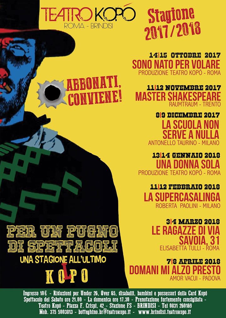IdeaRadioBR's tweet photo. Arriva al Kopò di Brindisi la Stagione teatrale 2017-2018. https://t.co/XVqeddYl83