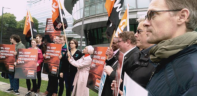 The_TUC's tweet image. Big win for workers’ rights as TFL rejects #Uber London licence act.goingtowork.org.uk/page/content/u…