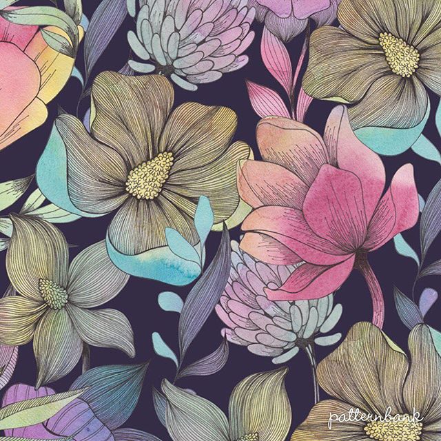 Patternbank The Magic Garden Colorful Floral Pattern On A Dark Background Hand Drawn T Co Ieyvgfntzq Newonpatternbank Patternbank Pattern T Co Gsamhsjlxd