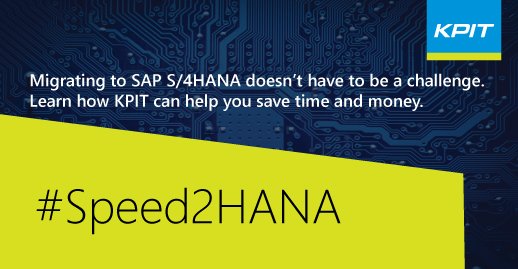 KPIT's tweet photo. Accelerate migration with KPIT's S/4HANA Toolkit. Reduce Code Correction Effort by 90% #Speed2HANA https://t.co/efS0bDRhN8 https://t.co/4BbptxrQzF