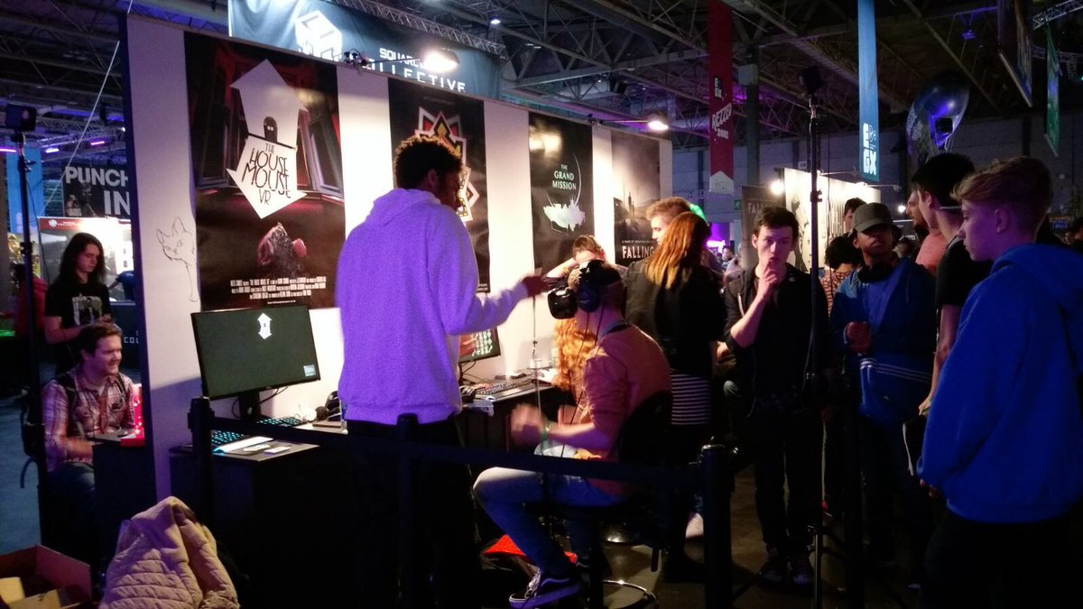 TheHouseMouseVR's tweet photo. Day 2 is in full swing and so are we. Our cat might bite but we don't. 🐈 You can find us with the other @NFTS_Games in Rezzed west! #EGX https://t.co/F095CamdhZ