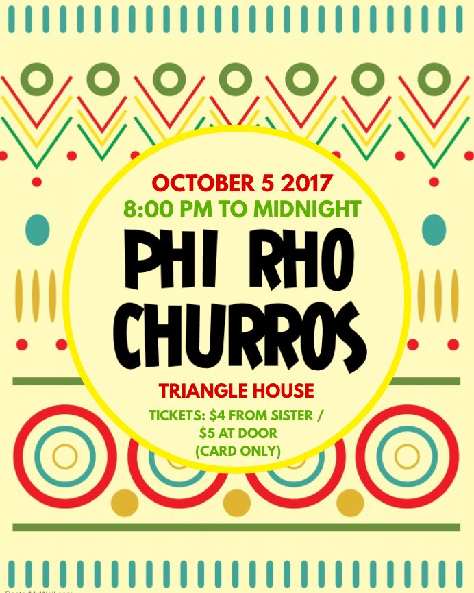 PhiRho_Delta's tweet photo. Guess what time it is?🤗   #phirhochurros is in 2 weeks OCT5! It's gona be fun so make sure to buy your tickets from one of us when you can💃🏼 https://t.co/nQbnC05wda