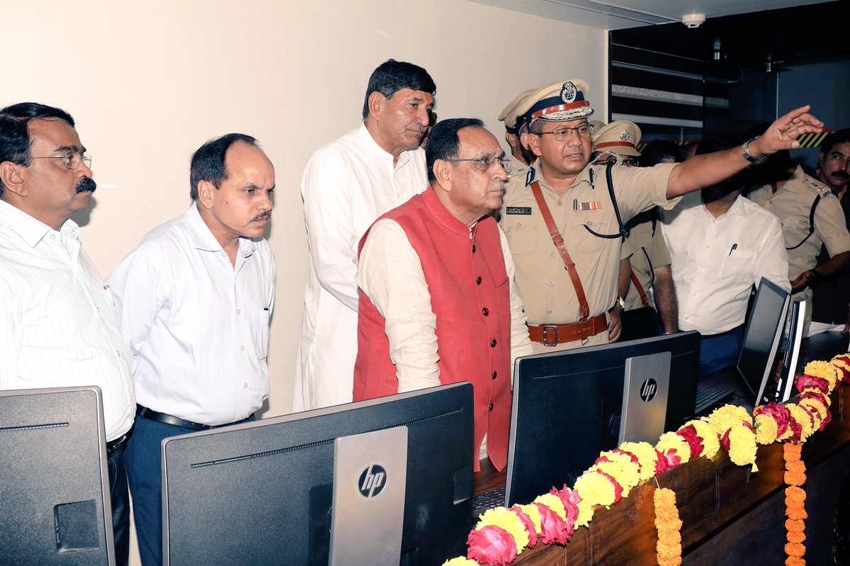 vijayrupanibjp's tweet photo. Happy to launch 1st phase of Rajkot Eye-Way project, a citywide CCTV surveillance project jointly introduced by RMC & Rajkot City Police. https://t.co/f7KysmMdei