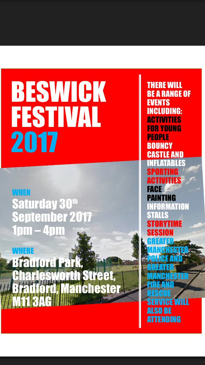 Looking forward to Beswick Festival next Saturday! 1pm - 4pm, Bradford Park. @MCCBradford <a href="/rosa_battle/">Rosa Battle</a>