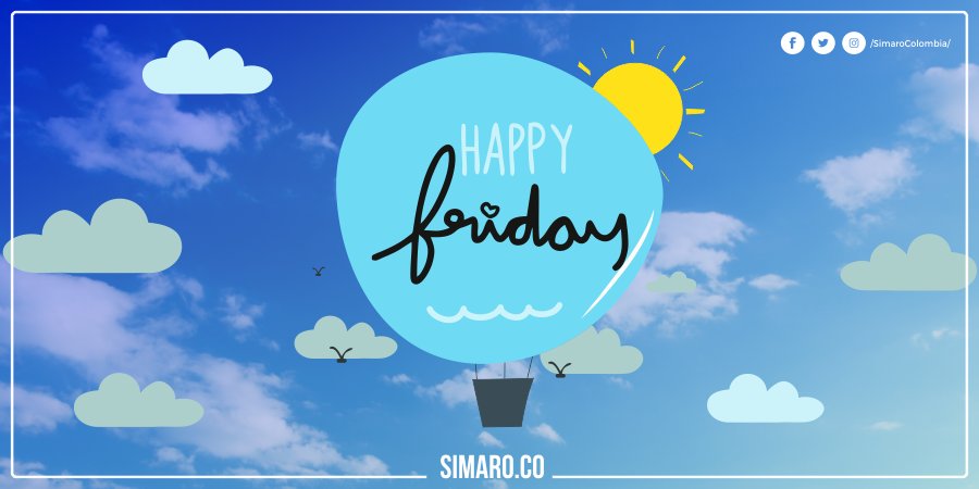 SimaroColombia's tweet photo. Feliz Viernes. Excelente Fin de Semana. #SimaroColombia #SimaroCo #Friday #Viernes #FinDeSemana #Weekend #LoEncontramosPorTi #WeFindItForYou https://t.co/JlaGXxmXXm