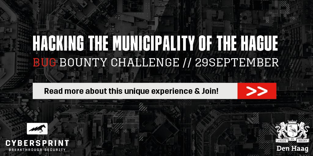 The municipality of The Hague challenges #hackers during a unique Bug Bounty Challenge on 29/9. Join us! #CSW17 cybersprint.nl/blog/mystery-b…