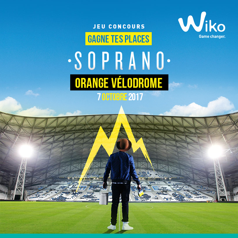 WikoMobile's tweet photo. 🎁 #Concours 🎁
〽 Gagne tes places pour le concert de @Sopranopsy4 à #Marseille ! 
RT + Follow @WikoMobile pour participer.
Bonne chance ! 🍀 https://t.co/AKpHPnLs3T