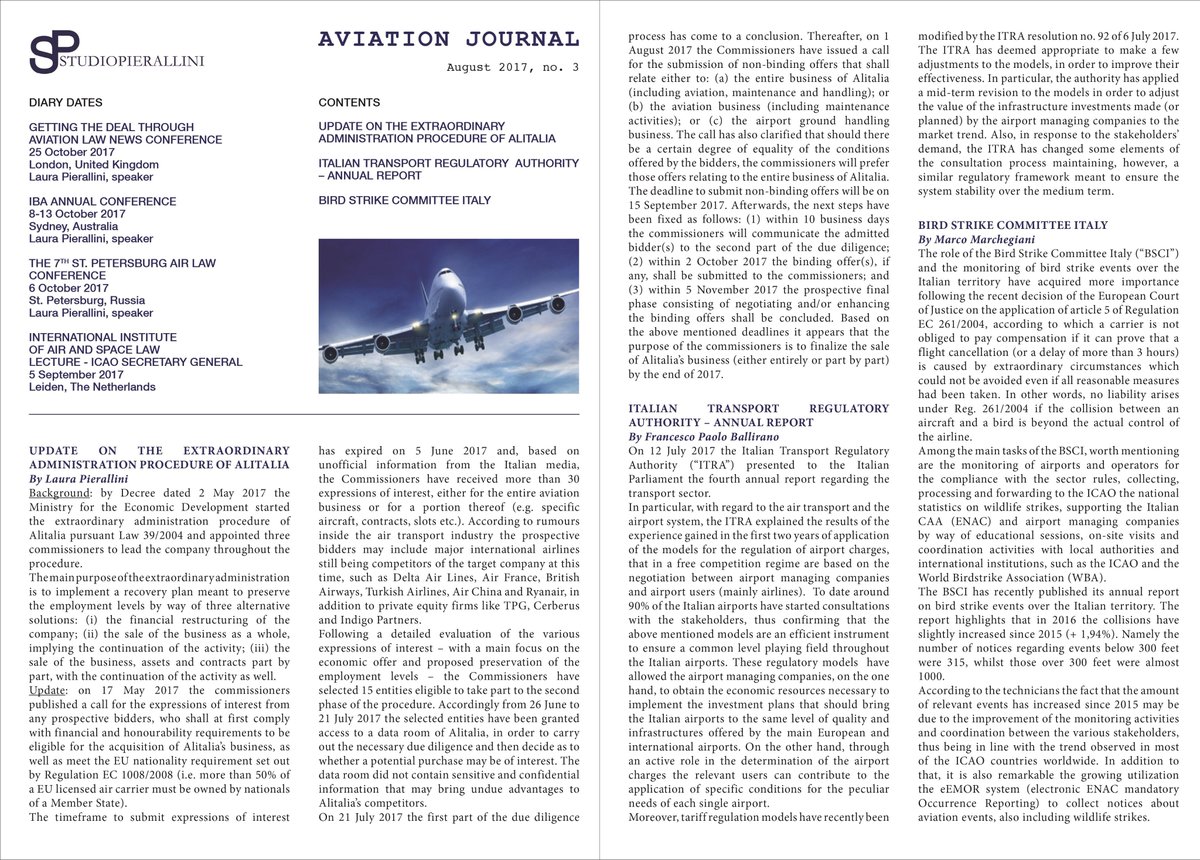 StPierallini's tweet photo. The latest issue of the Aviation Journal by @StPierallini is now available here #AviationLaw #Pierallini https://t.co/MMh3eP2kHo