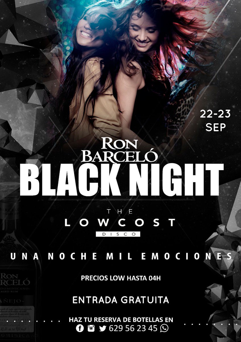 RT:Sorteo botella &amp; Cachimbas.
BLACK NIGHT &amp; RON BARCELÓ.
✔Premios en METÁLICO
✔Regalos de botella
✔Sorteo de cachimba
✔Música100%comercial