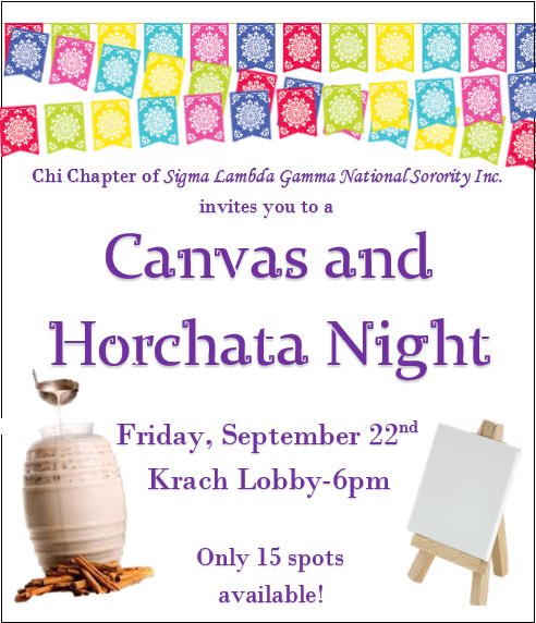Purdue_Gammas's tweet photo. Join us for our last event tonight! Relieve stress and enjoy a nice cold glass of horchata! Only 15 spots available! See you there! https://t.co/J7cp6oR1fX