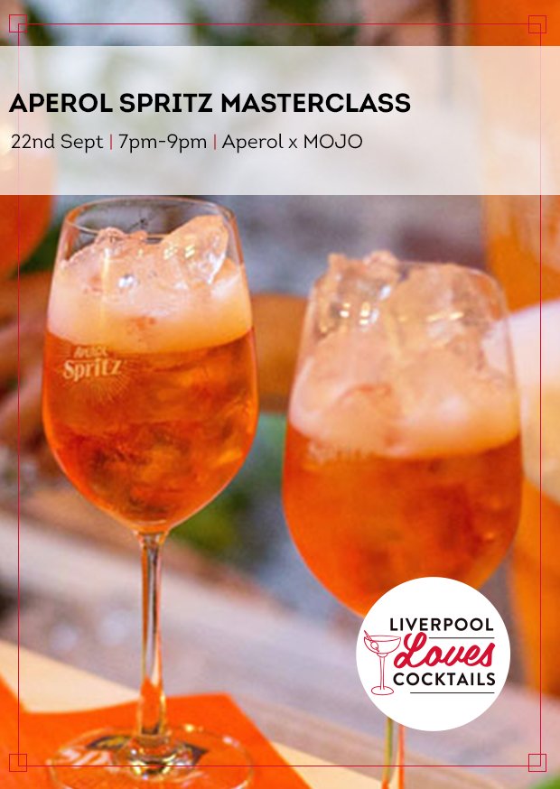 LPLCocktails's tweet photo. Don't forget that tonight is the Aperol Spritz Masterclass! Come and learn about Aperol with MOJO and the Aperol Spritz team. https://t.co/o0UYML956Z