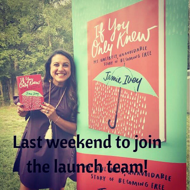 It's the last weekend to sign up for Jamie's book launch team.  I am in, anyone else interested?
#ifyouonlyknewbook