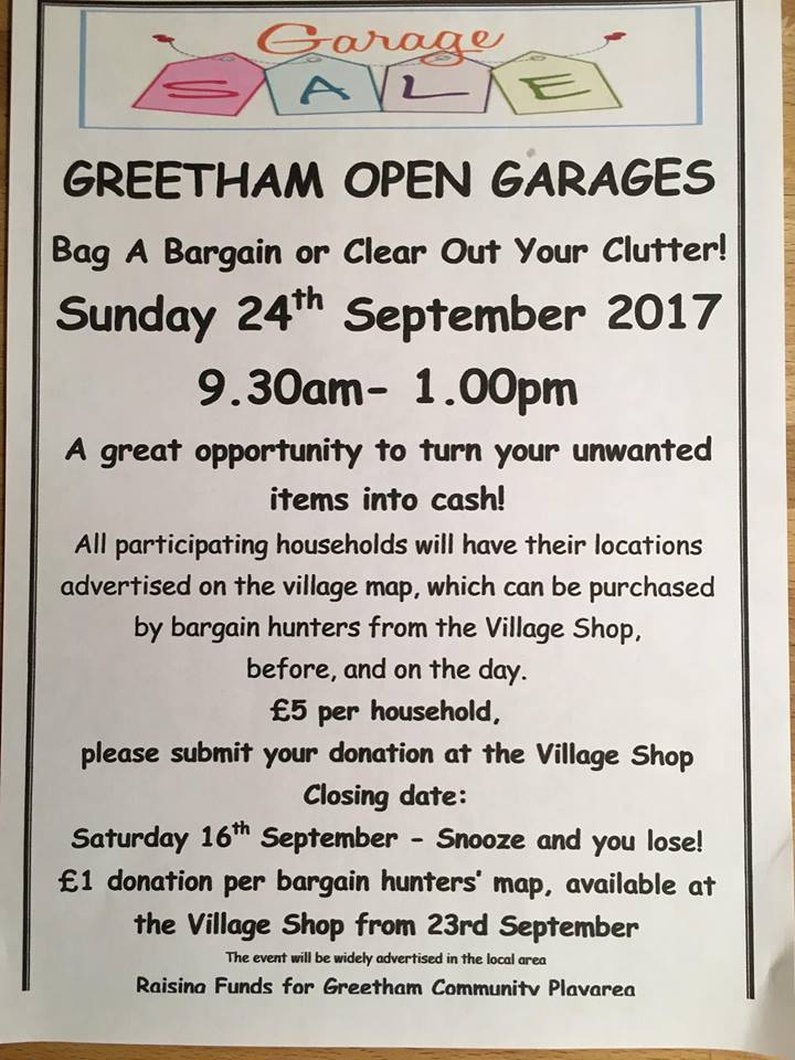 We are available online via this page, and will be participating inGreetham Open Garage sale on Sunday -opposite The Plough under a gazeebo.