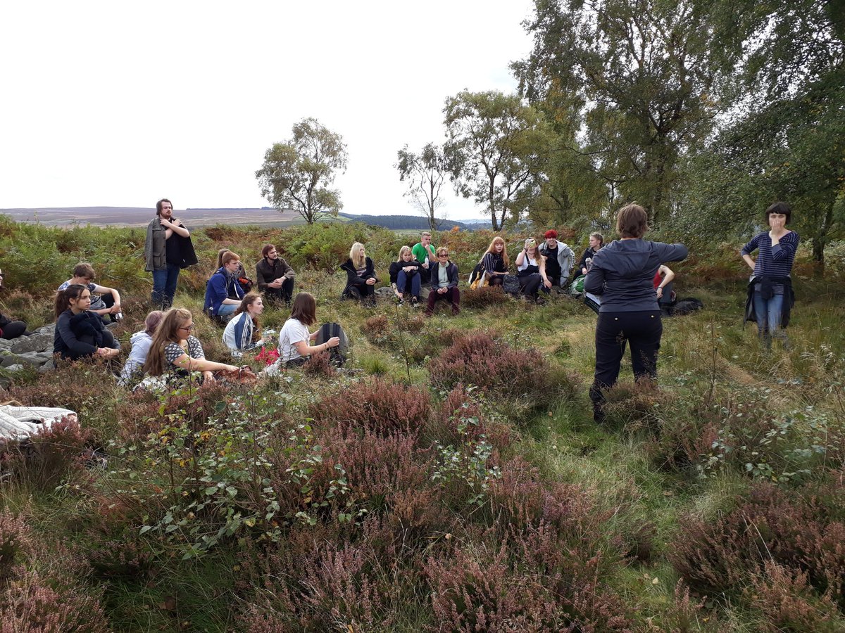 Enjoying the multiperiod prehistoric landscape of Gardom's Edge, and digesting our fab fish and chip lunch! #HelloUoM #Archaeology