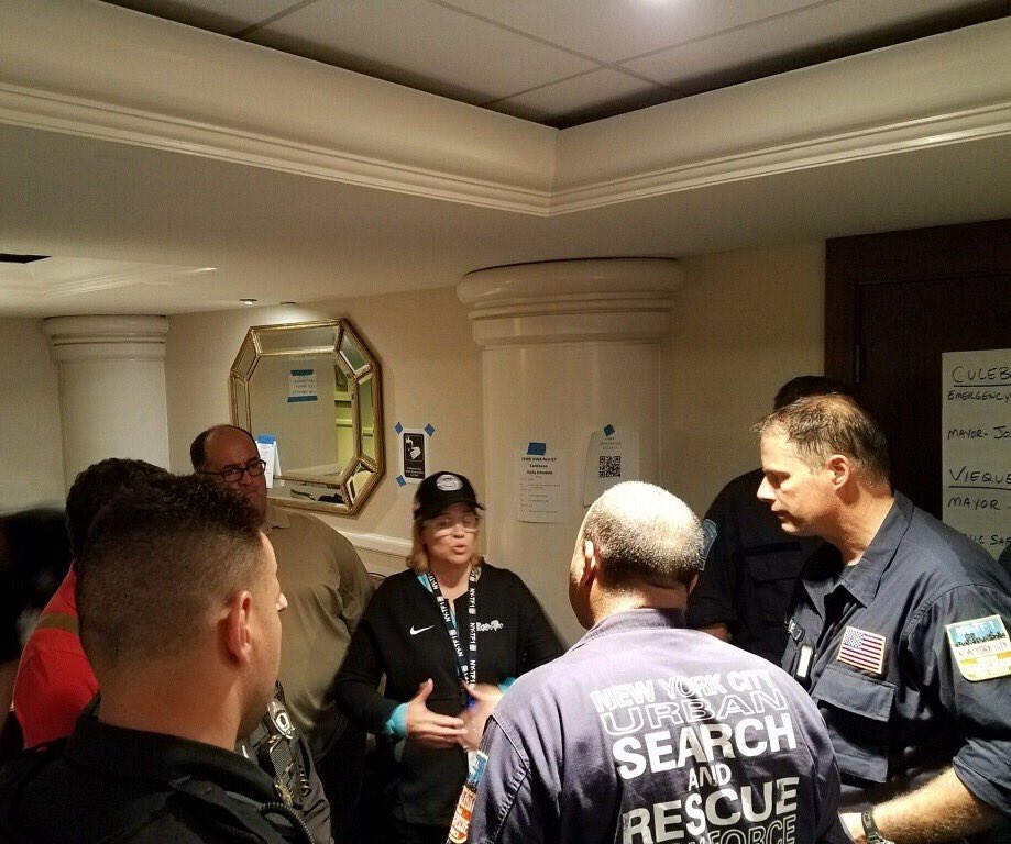 NYPDSpecialops's tweet image. Urban Search &amp;amp; Rescue NY-TF1 team members are seen here discussing the @fema rescue efforts with the Mayor of San Juan, Puerto Rico.