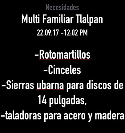 SISMOBrigada's tweet photo. 22.09.17 - 12:03 - MULTIFAMILIAR TLALPAN: Persona en lugar informa que se han localizado a 5 personas. Se necesitan con urgencia: https://t.co/8gbXI0t6bg