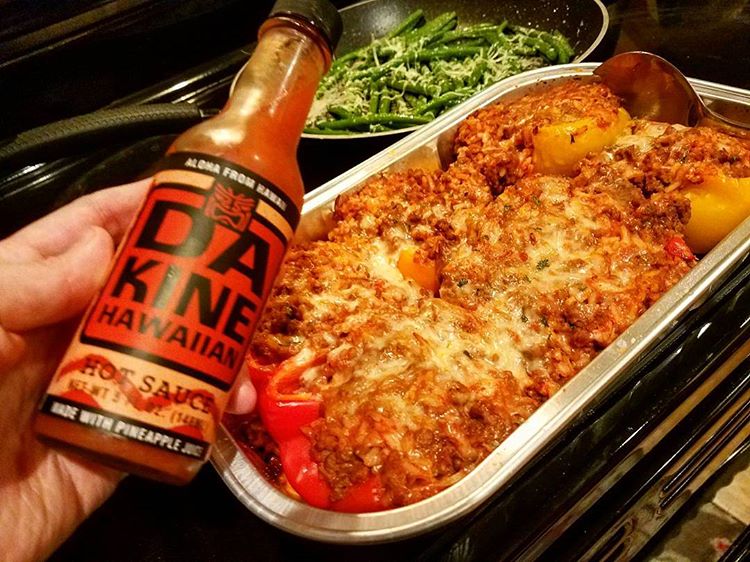 What goes great with stuffed peppers?Da Kine Hawaiian Hot Sauce! Made w/ pineapple juice and spices! 😍 #Freeshipping pantryhound.com/product/da-kin…