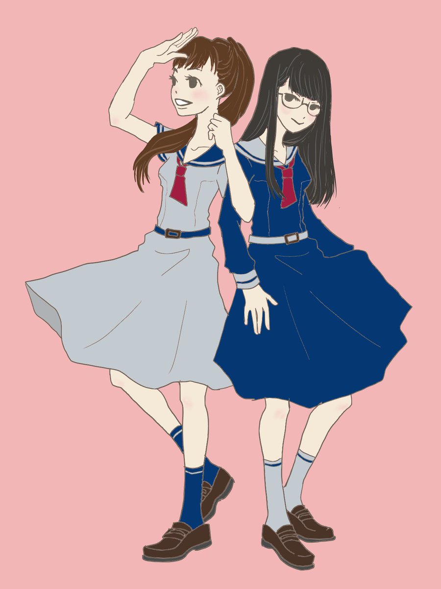 Bori A Twitter 女子校の夏服と冬服 お嬢様校ぽい制服も好き イラスト 絵 女子高生 制服 夏服 冬服 ポニーテール メガネ 高校生