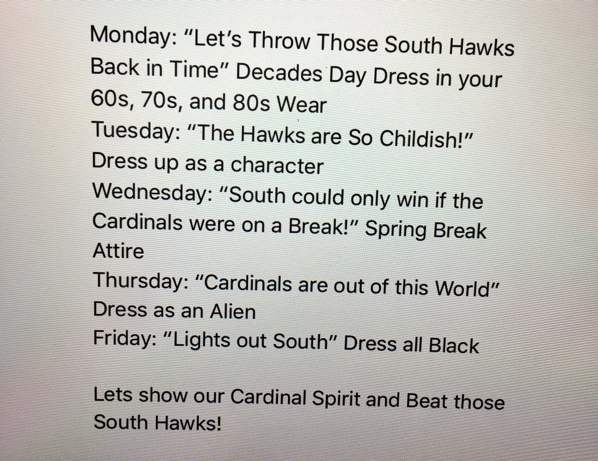 HHS_stu_section's tweet photo. ‼️BirdBowl spirit week for next week!! 🎉 https://t.co/lnwDA65Fey