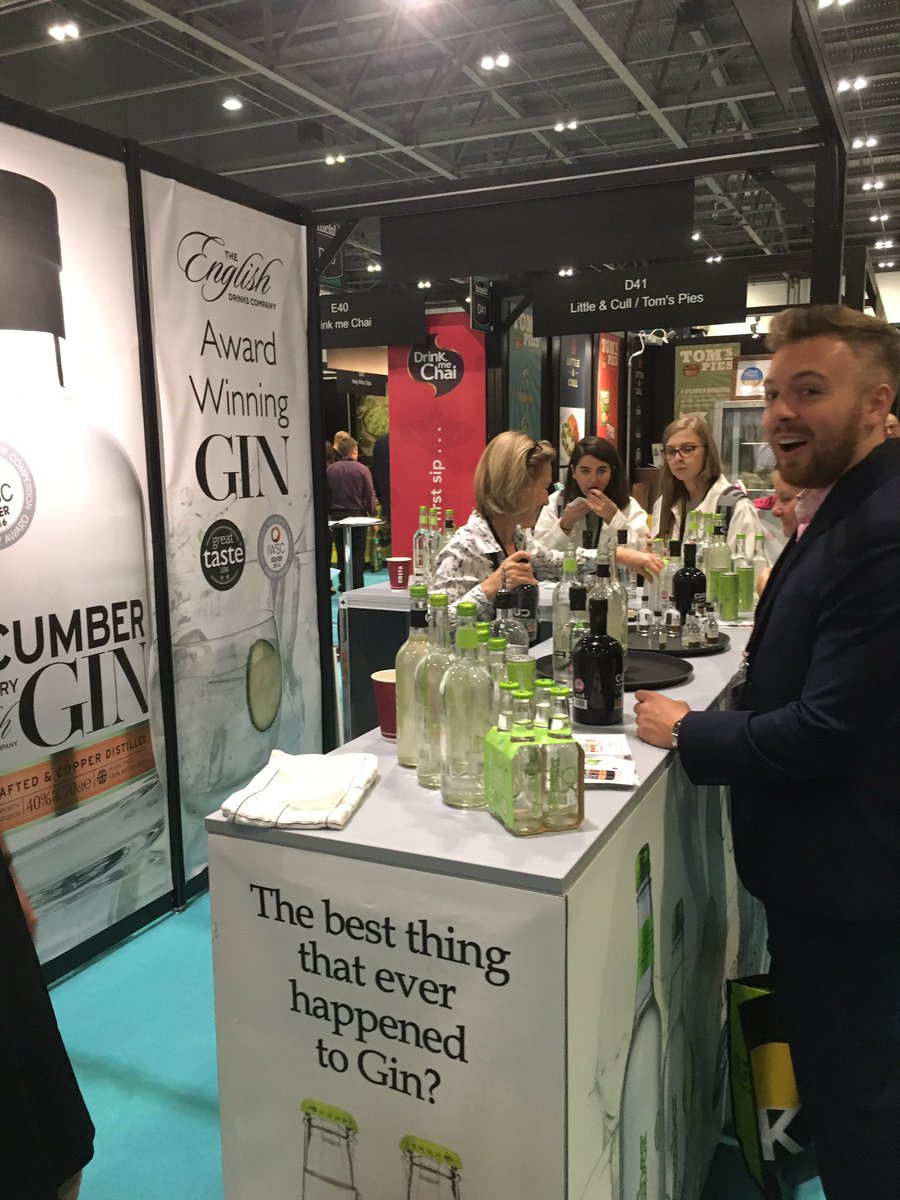 EnglishDrinksCo's tweet photo. Thanks @lunchexhibition #lunch2017 we are enjoying the #fridayfeeling sampling gin https://t.co/RsuDpWBDfY