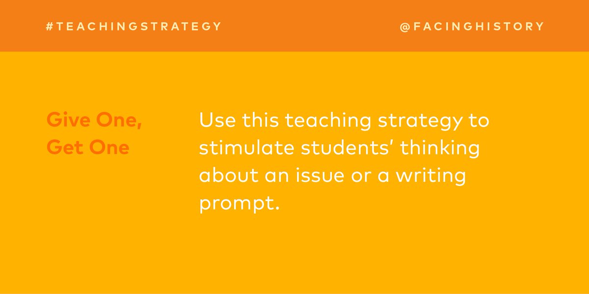 facinghistory's tweet photo. Help #students share information using this Give One, Get One #teachingstrategy: https://t.co/nLQwV0UZ5H https://t.co/49UdCMdeUC