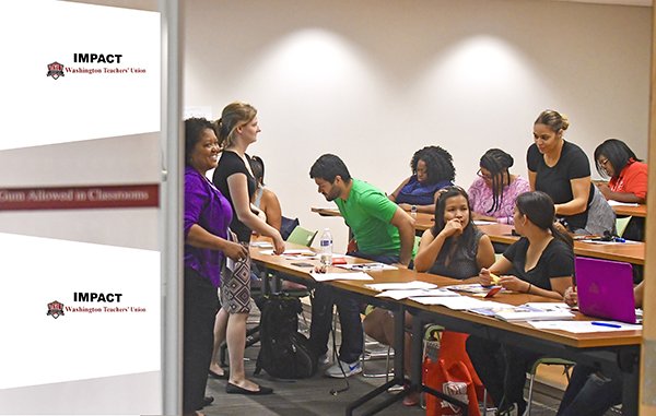 WTUTeacher's tweet image. WTU&apos;s IMPACT training for new members and Union Leadership Institute were jam packed with vital info and attended by room-filling crowds.