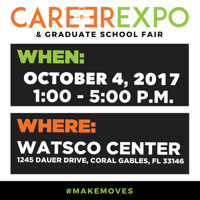 Toppel's tweet photo. Hurricane Irma can’t stop UM students from making moves toward successful careers – the Career Expo &amp; Graduate School Fair is back on! https://t.co/fHgVweDkWw