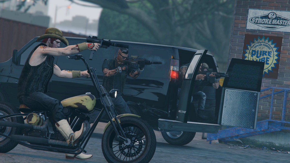 DeathProofMCGTA's tweet photo. Assault on The Lost, pt 2. ⚡️💀⚡️ #GTAPhotographers #GTAV #RockstarGames #Snapmatic #GTAOnline https://t.co/lUiY9khn3G