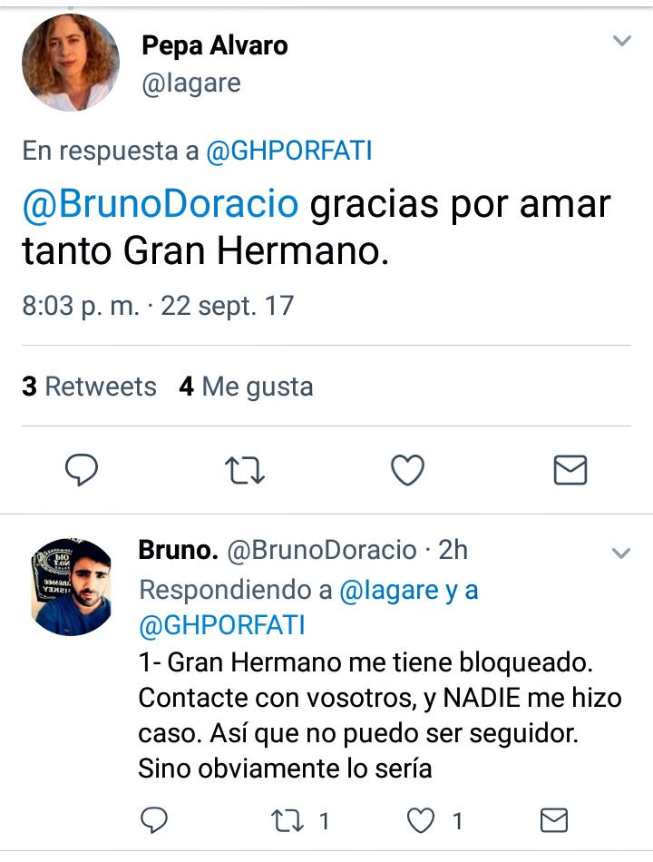 ElLocoEuron's tweet photo. Parece que @Iagare a parte de lanzar ironías también censura a gente en @ghoficial #DevolvednosGH #RIPGranHermamo https://t.co/P1H0QkqGAw