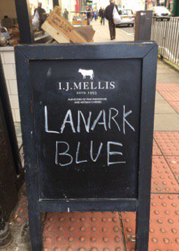 JoannaBlythman's tweet photo. Great cheese @ErringtonCheese Great shops @mellischeese #LanarkBlue #Corra Linn #Lancelot #DunyreBlue #LanarkWhite https://t.co/m4mCSidSTN