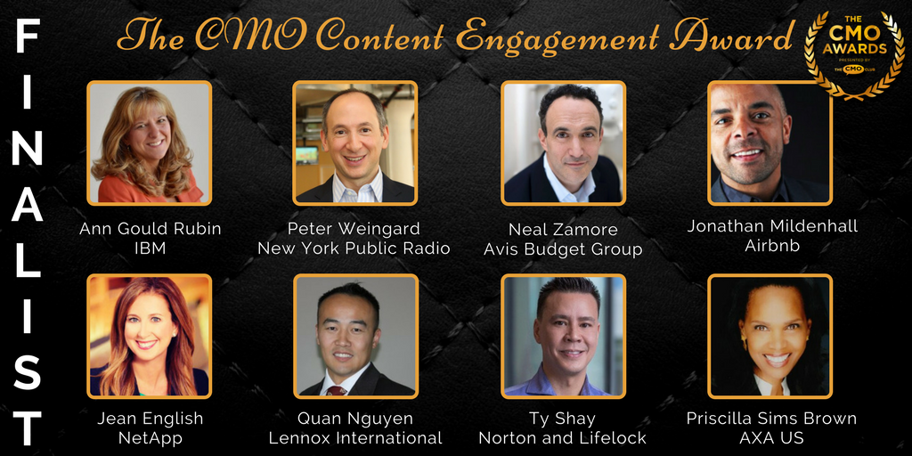 TheCMOclub's tweet photo. Congratulations to the 2017 #CMOawards Content Engagement Finalists! https://t.co/f6McpjMNHE #CMO #marketing https://t.co/A46VuCVfjN