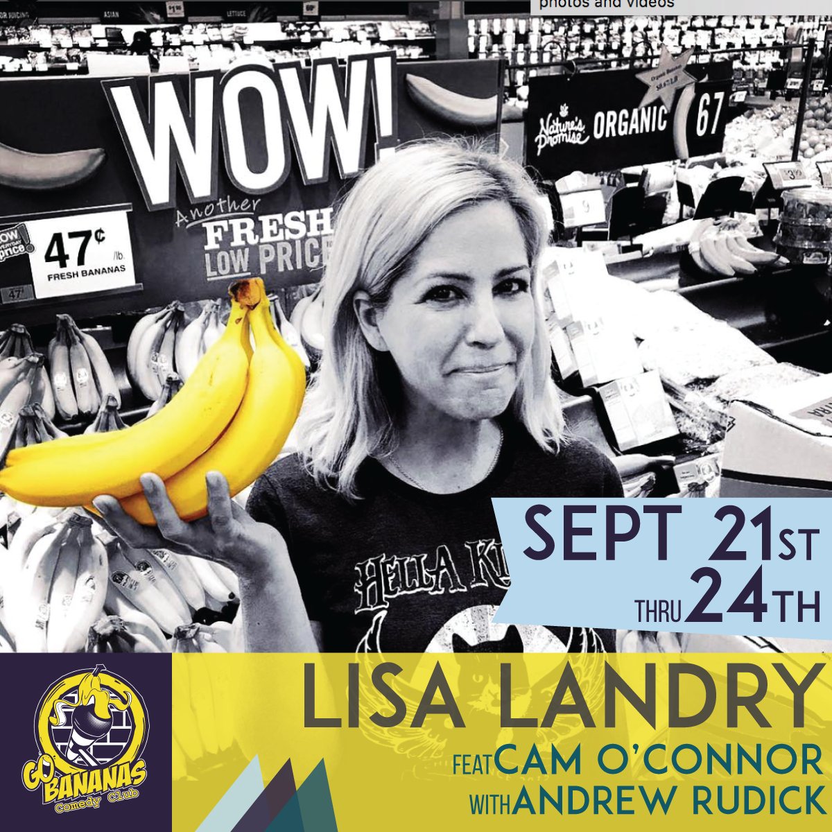 gobananascomedy's tweet photo. She's back! @LisaLandry all weekend with @ChezDecko and @AndrewRudick - tickets at https://t.co/V0qO7lSZtt https://t.co/BahK42qOoZ