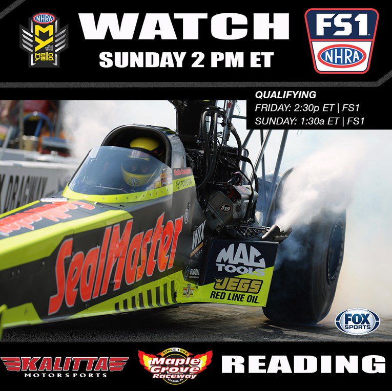 SealMasterNet's tweet photo. LIVE @NHRA @MelloYello Series qualifying TODAY at 2:30 ET on @FS1 @maplegrove #MaintainingTheWorldsPavement #OneStopSource https://t.co/J0WVRRZLTv