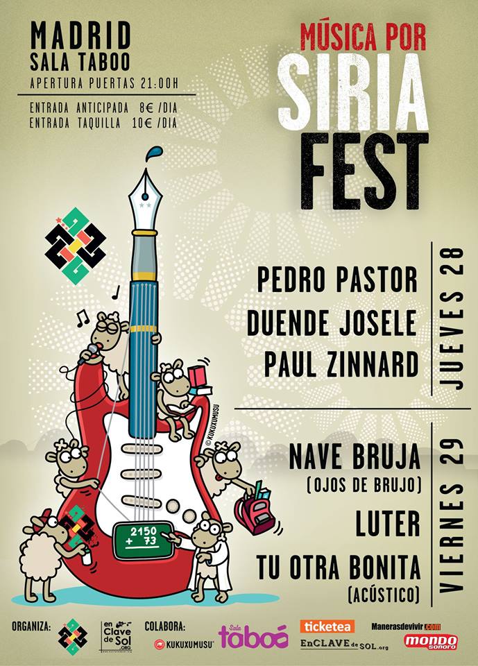 siguefestivales's tweet photo. El festival de música solidaria @musicaporsiria se celebrará en #Santander #Madrid #Hospitalet #Alicante #Toledo #Murcia #Granada y más. https://t.co/qeB9JJLs8F