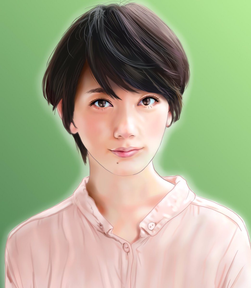 てらりん 波瑠さん 似顔絵 イラスト イラストレーション 女優 モデル 波瑠 Caricature Illustration Portrait Artwork Drawing Actress Model Haru