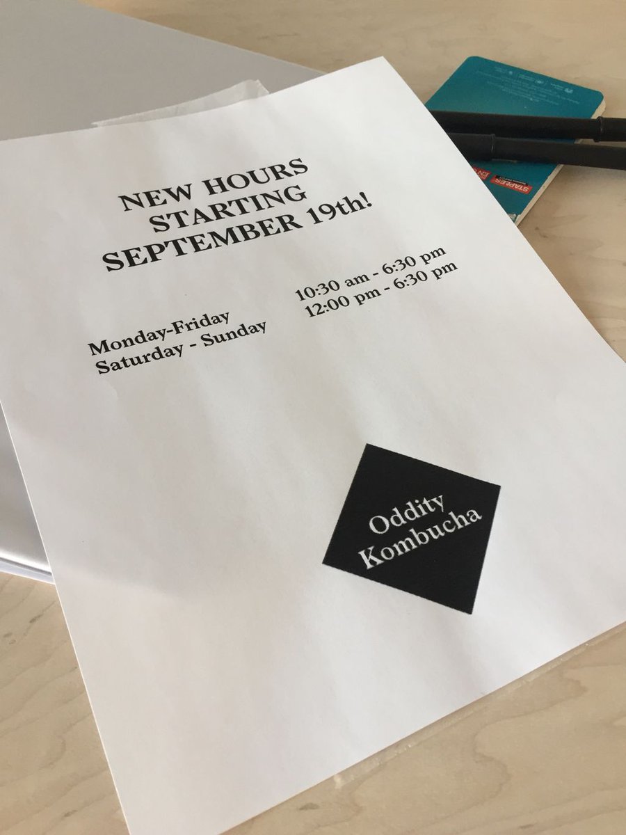 For those who don't already know - we're changing our hours: now you can get your #kombucha fix 7 days a week 🎉