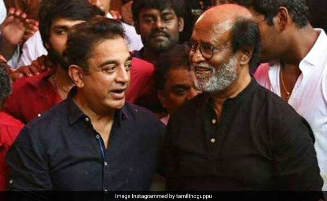 ndtv's tweet photo. A @superstarrajini tweet after a @ikamalhaasan admission: Tale of 2 netas-in-waiting https://t.co/0abCtl5JFT https://t.co/J3sTfPcQZS
