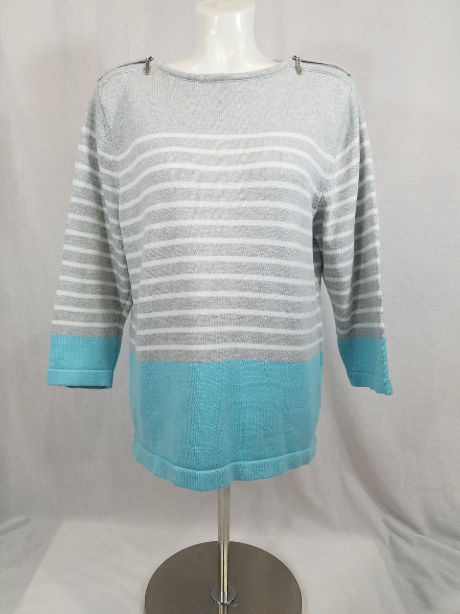 2ndChanceEbay's tweet photo. Karen Scott XL blue and grey women's sweater, pre-owned no flaws. #ebayseller #ebaystore #2ndchance #likeit #business #pnw #followme https://t.co/v1tXbfK71x